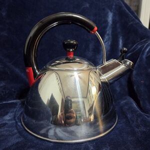 Faberware Stainless Steel Tea Kettle with Black & Red Handle